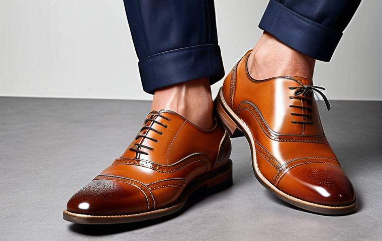 TANDY - Modern Oxford Shoe**
Prompt: *Close-up of a stylish men's Oxford shoe. Classic design with a slightly thicker sole and unexpected color accents on the laces. High-quality leather with detailed stitching. Perfect for a business meeting or a casual outing. Elegance, masculinity, modern touch.*
**